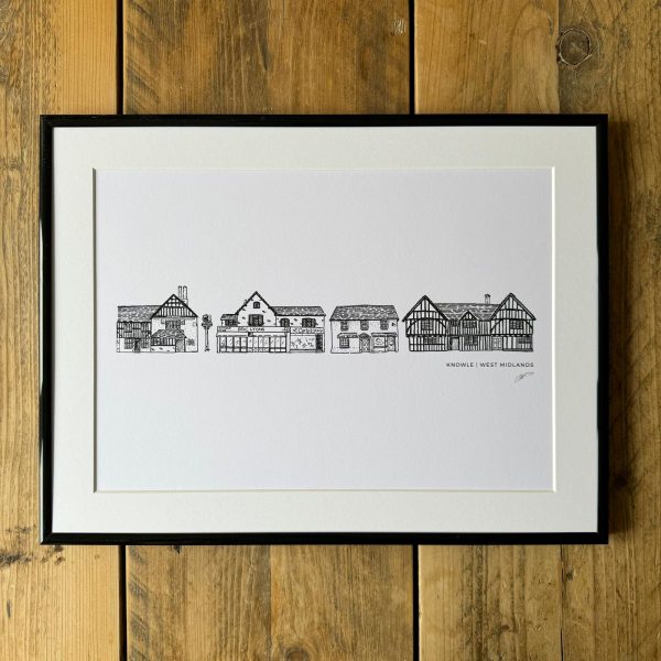 A beautiful framed print of distinctive buildings in Knowle.