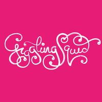 A swirling cursive font says Giggling Squid on a vibrant pink background