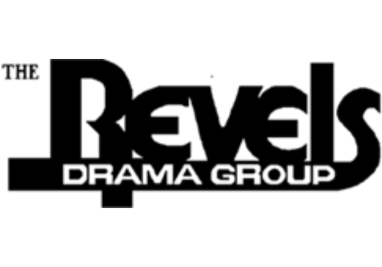 A black and white logo saying The Revels Drama Group